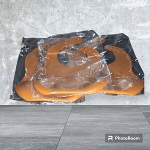 Carmel Brown Silicone Baby Bibs Lot of 3